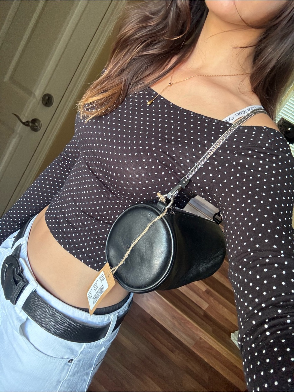 Brandy Melville Barrel Shoulder Bag with Silver Chain Strap NWT